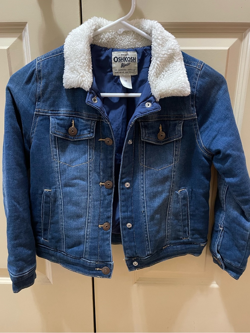 OshKosh B'gosh Dark Blue Denim Jacket with White Sherpa Collar